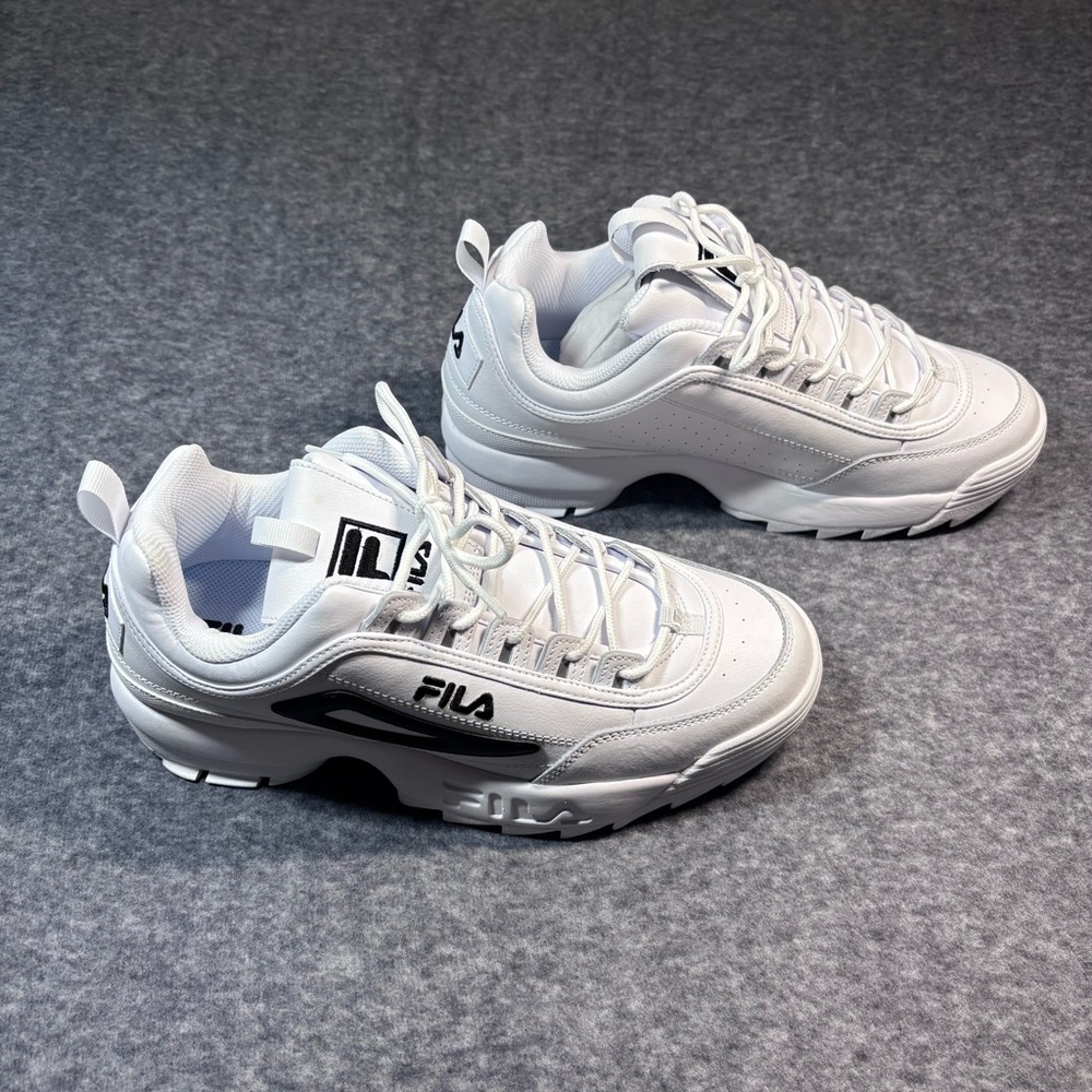 Fila Disruptor II Premium White and Black Sneakers - Picture 4 of 16